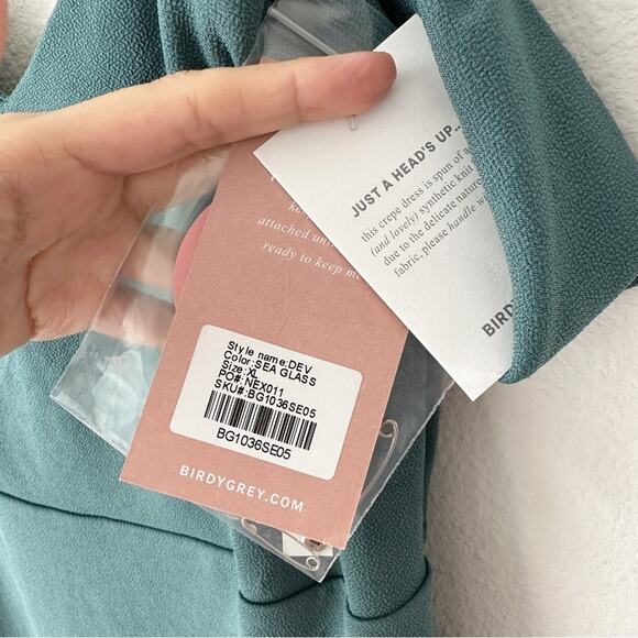 NWT Birdy Grey Dev Crepe Chiffon Maxi Dress in Sea Glass sz XL - Picture 7 of 8